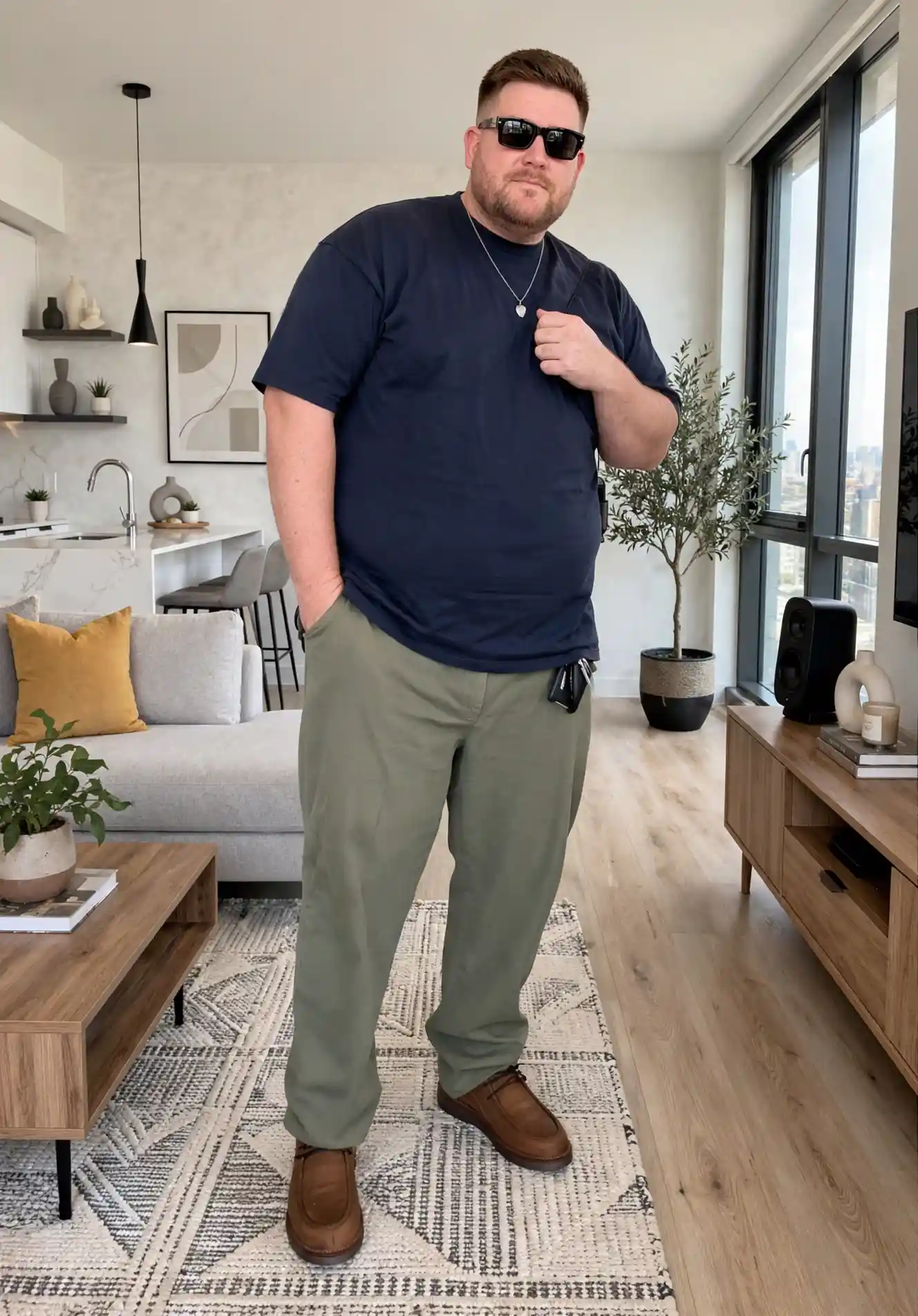8. Navy Tee with Olive Chinos