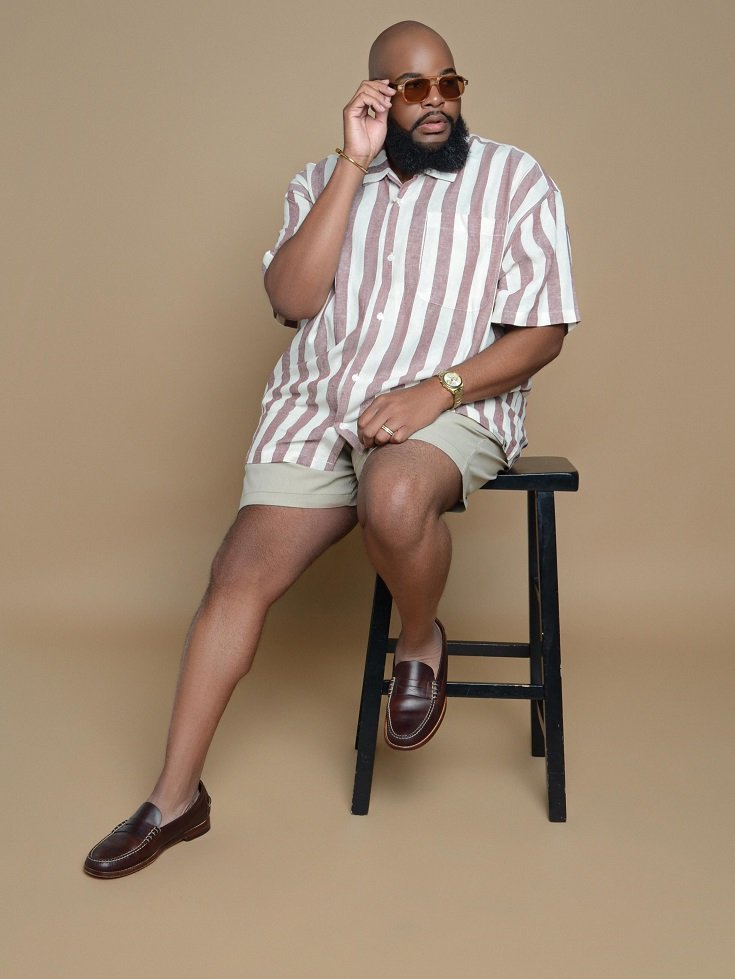Striped Camp Shirt With Soft Sage Shorts