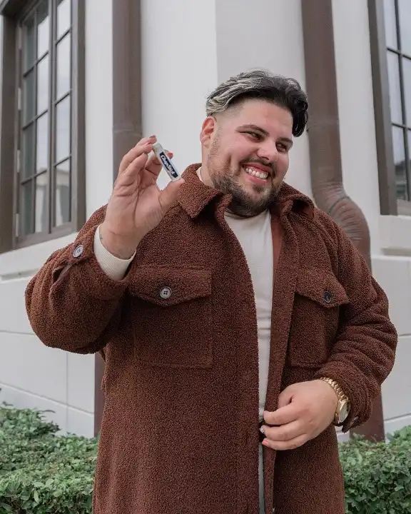 21 Winter Outfit Ideas for Plus Size Men That Actually Work 3 Brown Teddy Shirt Jacket With a Cream Base