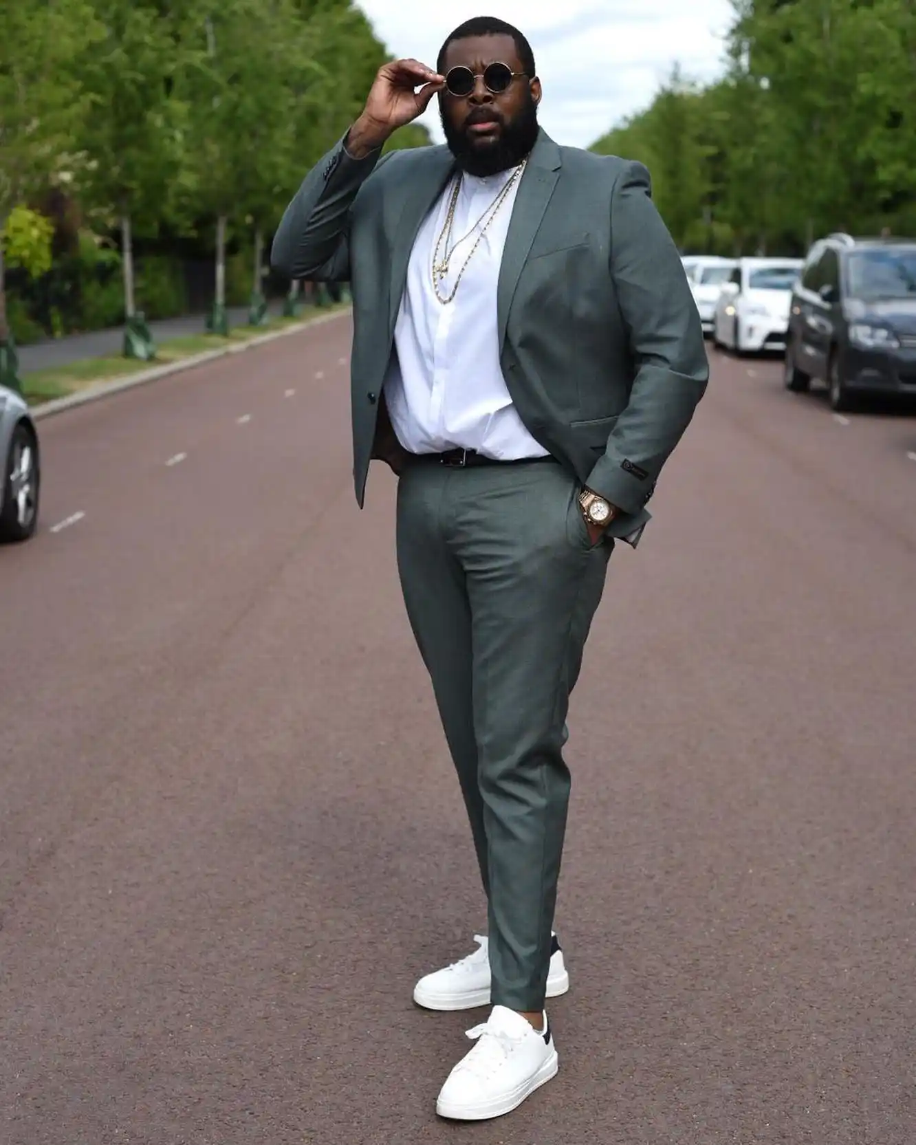 1. A Green Suit With White Sneakers Beats Black Every Time