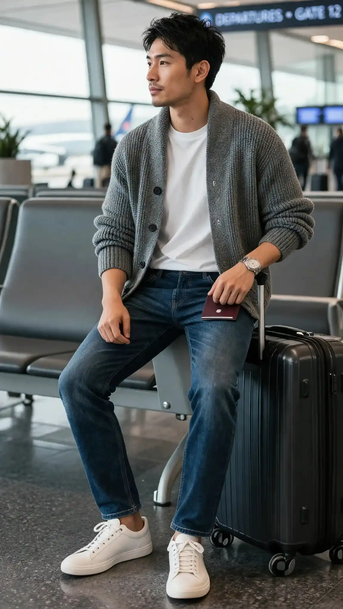 10. The Cozy Cardigan With Tech Denim
