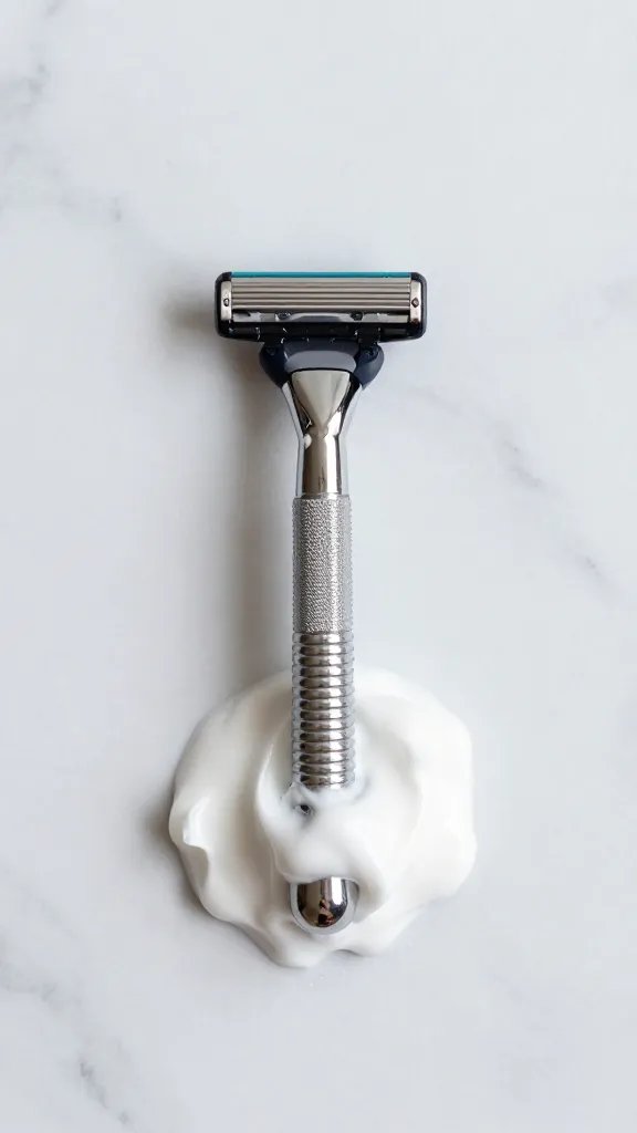 How Tiktok Changed Mens Grooming 5 single safety razor with shaving cream swirl, marble surface
