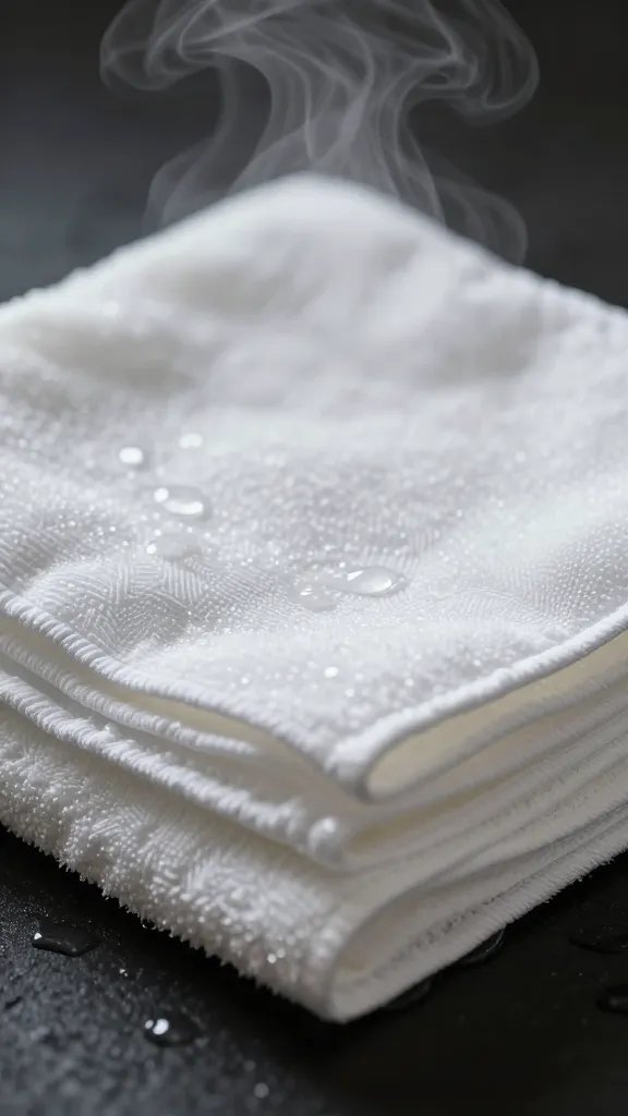 How to Prevent Razor Burn Fast 6 closeup of cool damp washcloth folded, light steam rising