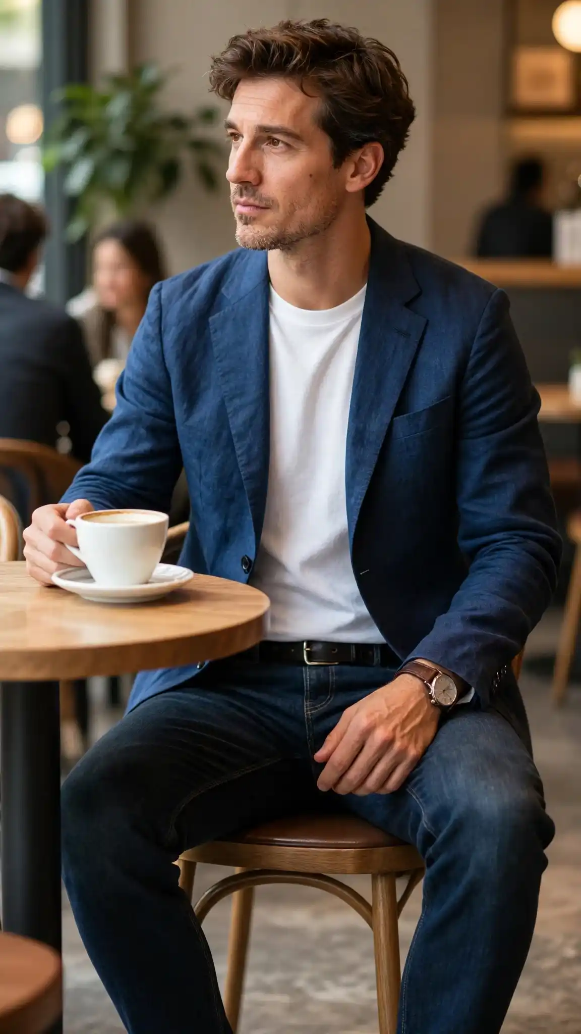 22 Coffee Date Outfits for Men That Make a Great First Impression 10 7. The Casual Blazer With Tee