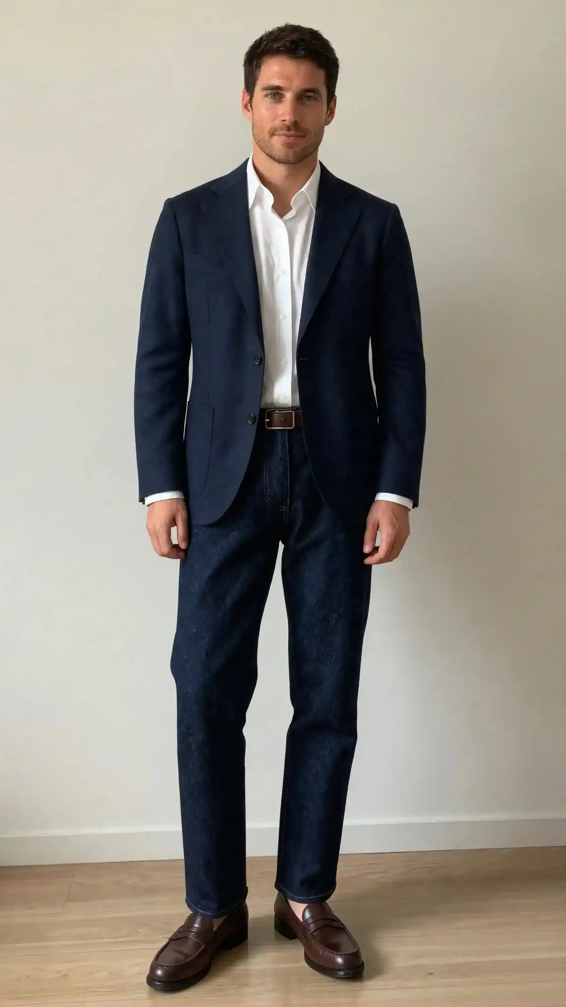 Capsule Wardrobe Men Over 40: Build a Timeless Style in 11 Pieces 2 1. The Classic Navy Blazer With Jeans That Never Misses