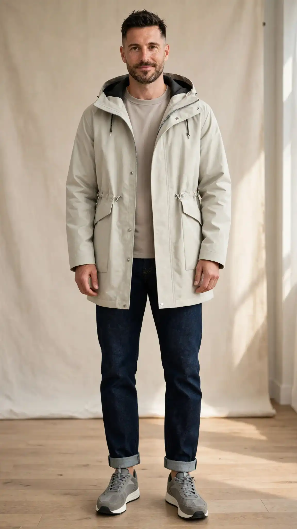Capsule Wardrobe Men Over 40: Build a Timeless Style in 11 Pieces 11 10. The Weather-Ready Layer Lightweight Parka With A Clean Base