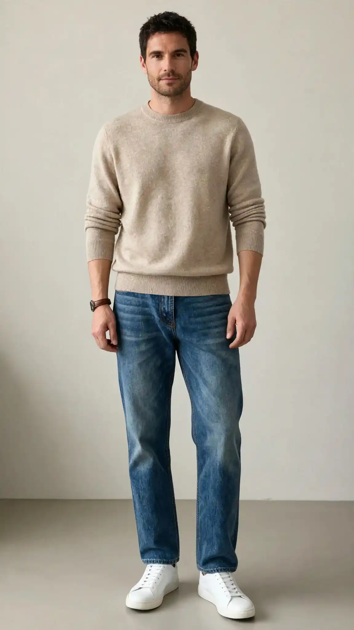 Capsule Wardrobe Men Over 40: Build a Timeless Style in 11 Pieces 3 2. Weekend Repo Relaxed Knit and Clean Denim Duo