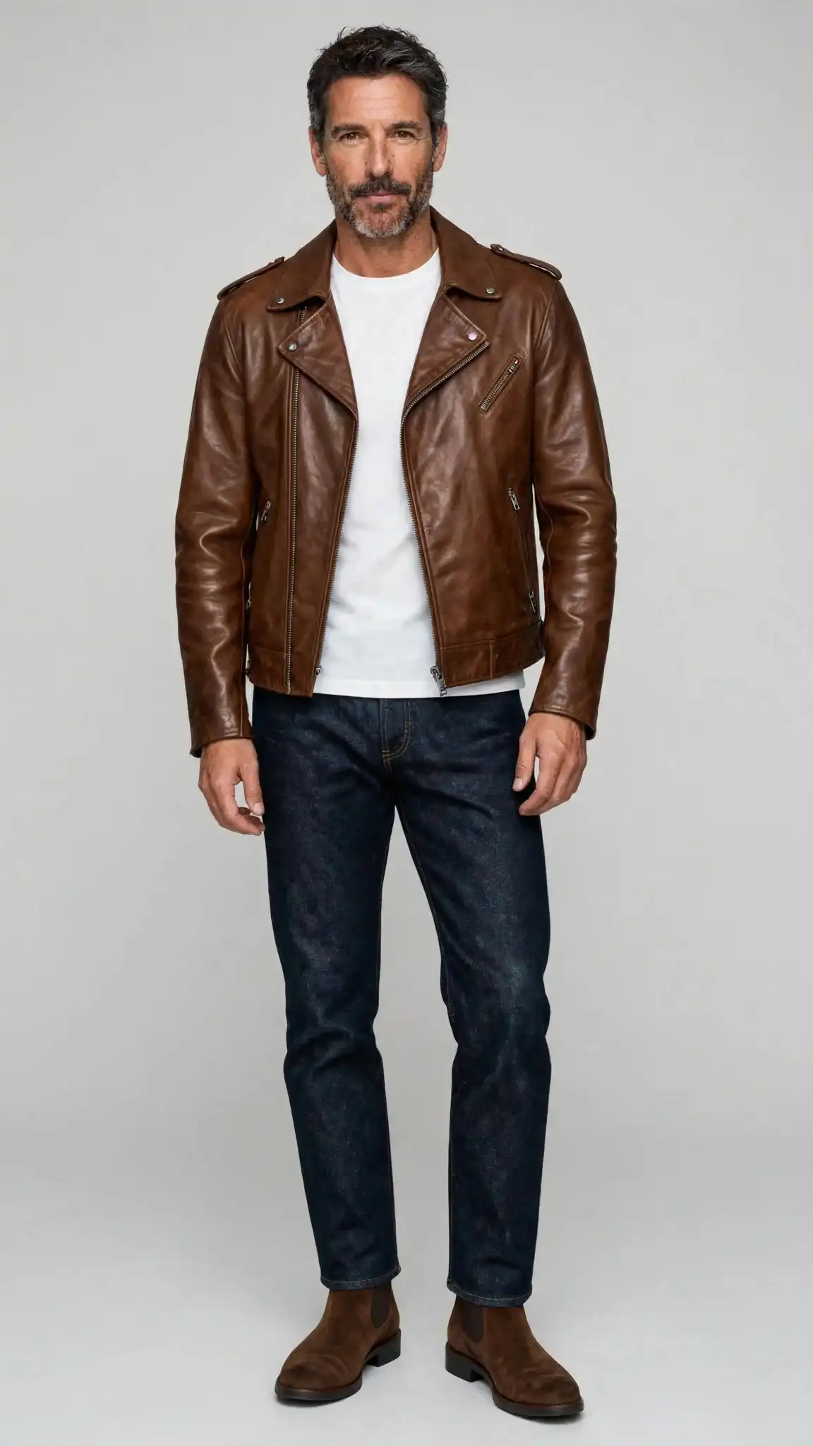 Capsule Wardrobe Men Over 40: Build a Timeless Style in 11 Pieces 5 4. The Rugged Yet Refined Leather Jacket Moment
