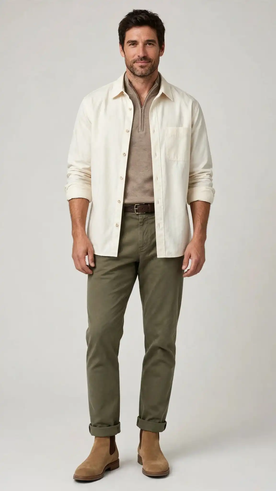 Capsule Wardrobe Men Over 40: Build a Timeless Style in 11 Pieces 6 5. The Casual-Cool Layered Shirtdress Equivalent for Men