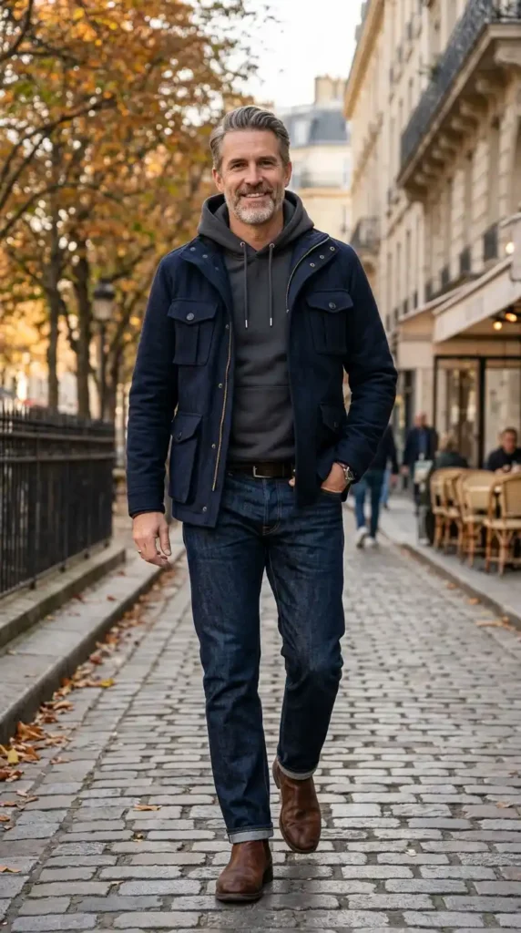 Casual Hoodie with Structured Outer Layer