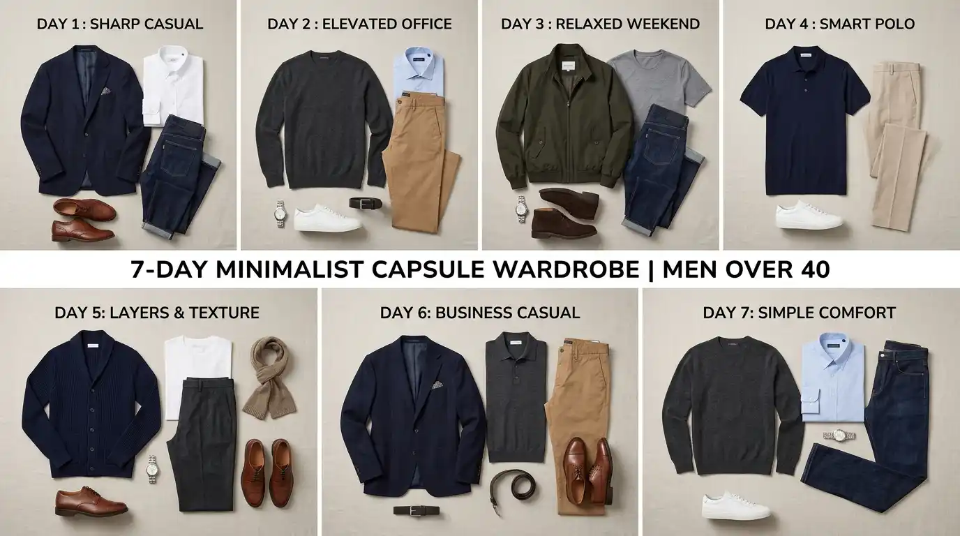 7‑Day Minimalist Wardrobe for Men Over 40 (No Fashion Stress) 1 7‑Day Minimalist Wardrobe for Men (No Fashion Stress)