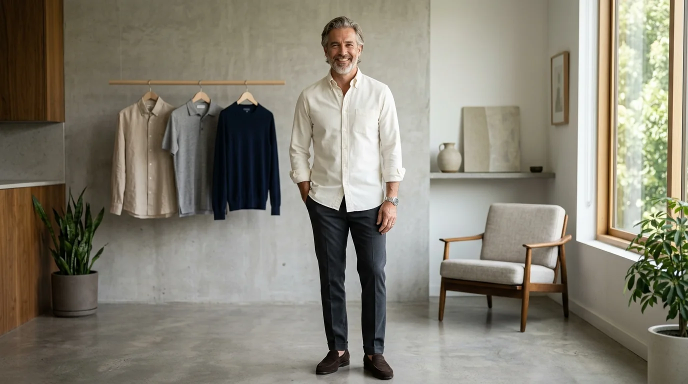 15 Minimalist Shirt Styles for Men Over 40 (Neutral Colors Only) 1 Minimalist-Shirt-Styles-for-Men-Neutral