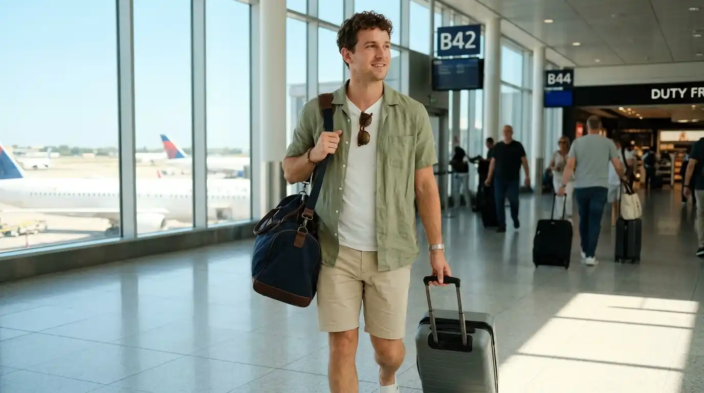Looking Good at the Gate: 10 Summer Vacation Airport Outfit Ideas for Men 1 10 Airport Outfit Men Summer Vacation Looks for Beach Trips