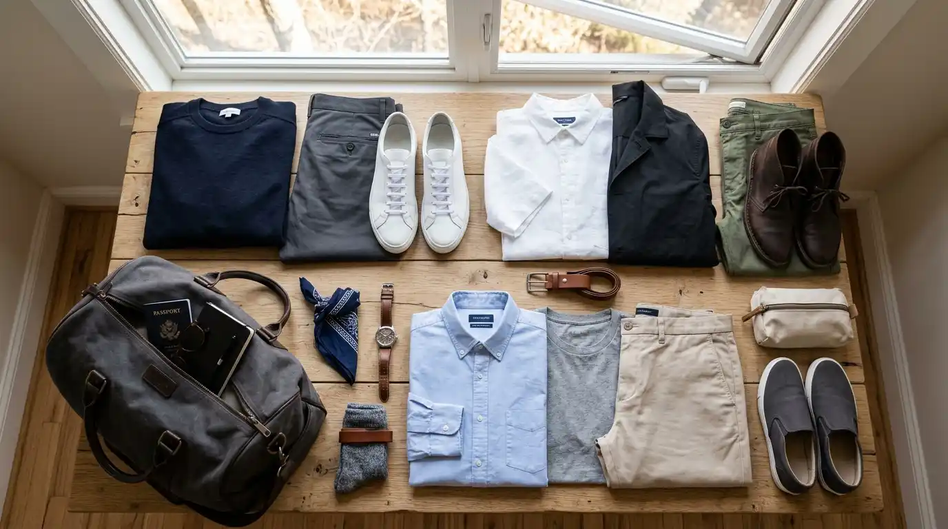 13 Minimalist Men’s Travel Capsule Outfits (Carry‑On Only) 1 13 Minimalist Men’s Travel Capsule Outfits (Carry‑On Only)