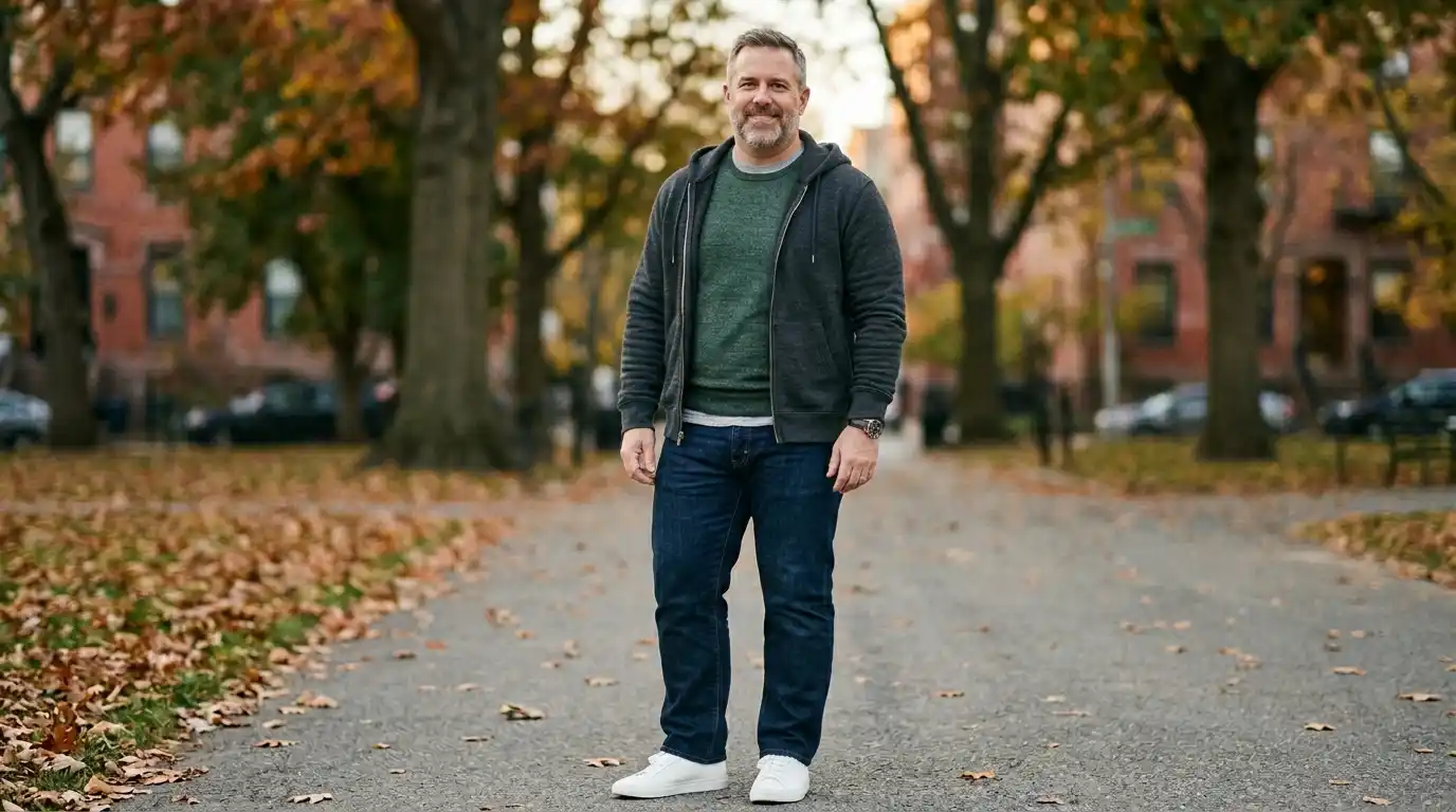 How to Wear a Hoodie Without Looking Bigger Curvy Men Over 40 Guide